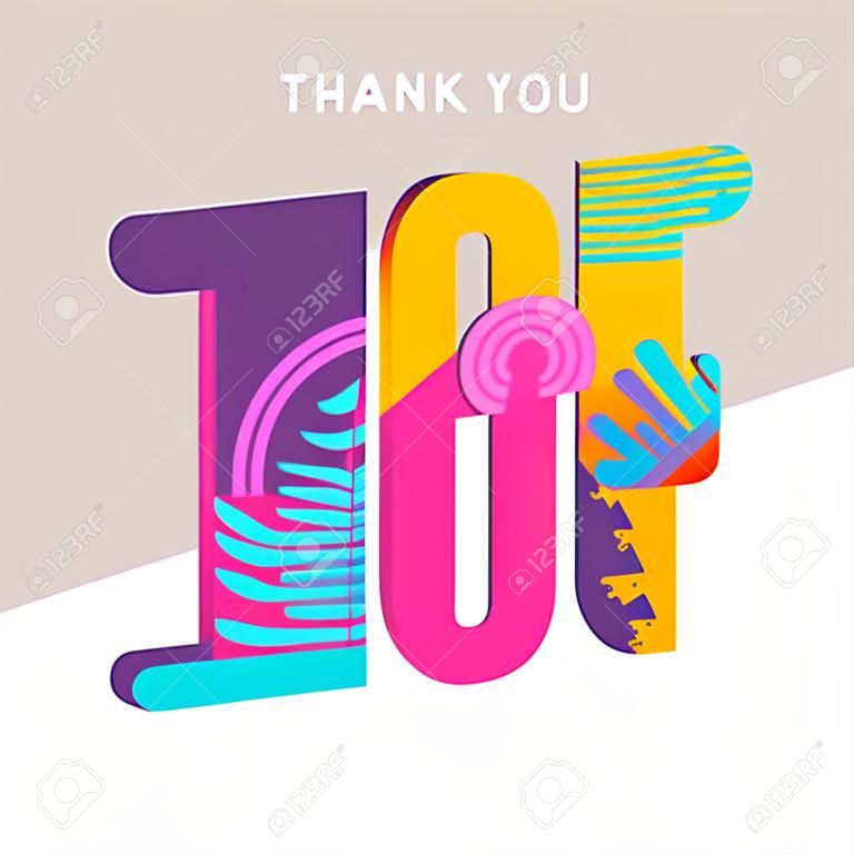 1000 followers thank you paper cut number illustration. Special 1k user goal celebration for one thousand social media friends, fans or subscribers. EPS10 vector.