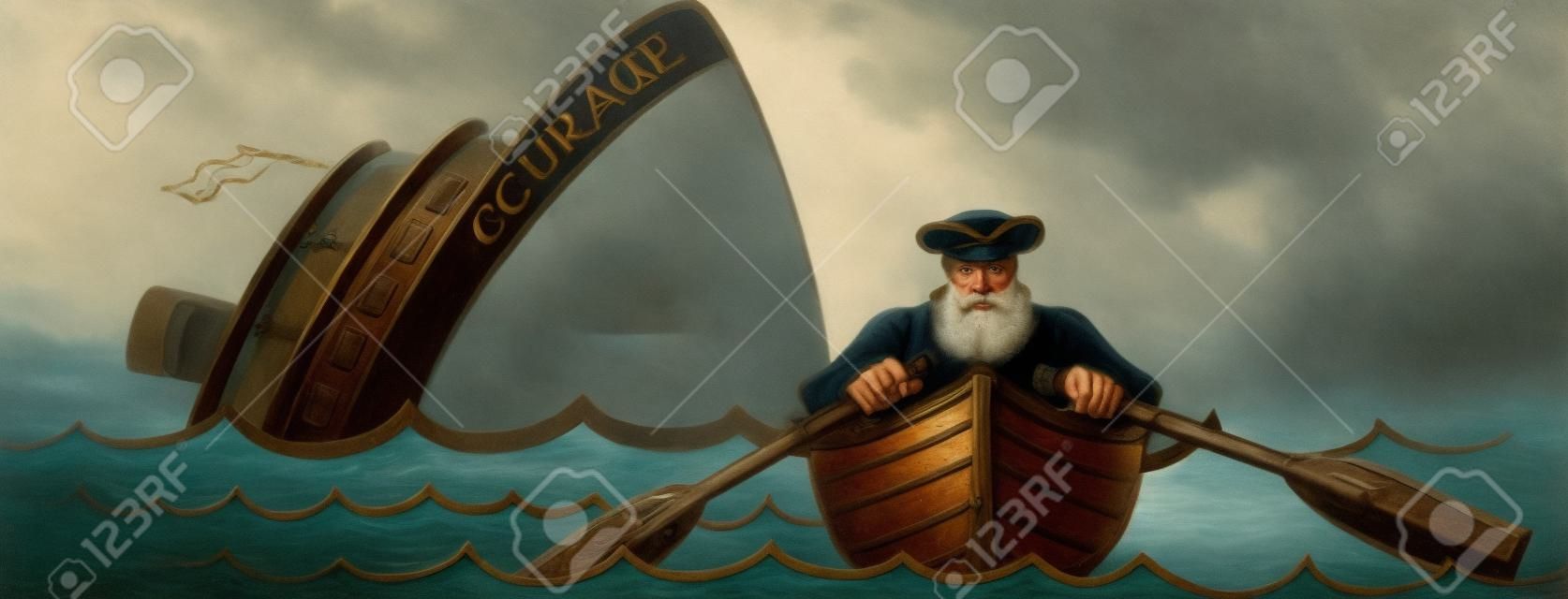Kapitän Flucht das sinkende Schiff