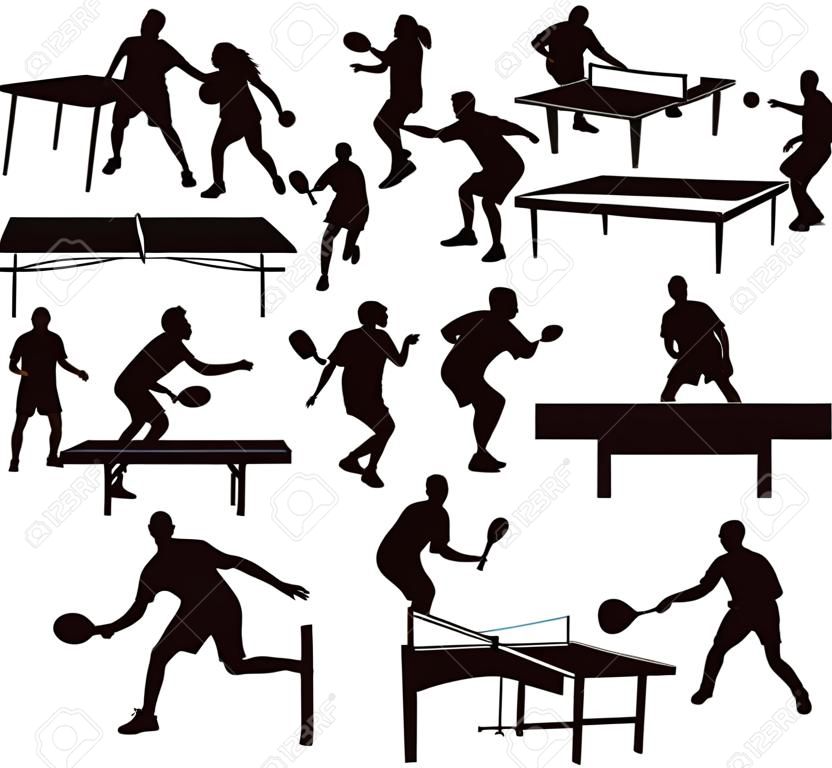 sagome di tennis da tavolo - giocatori in azione