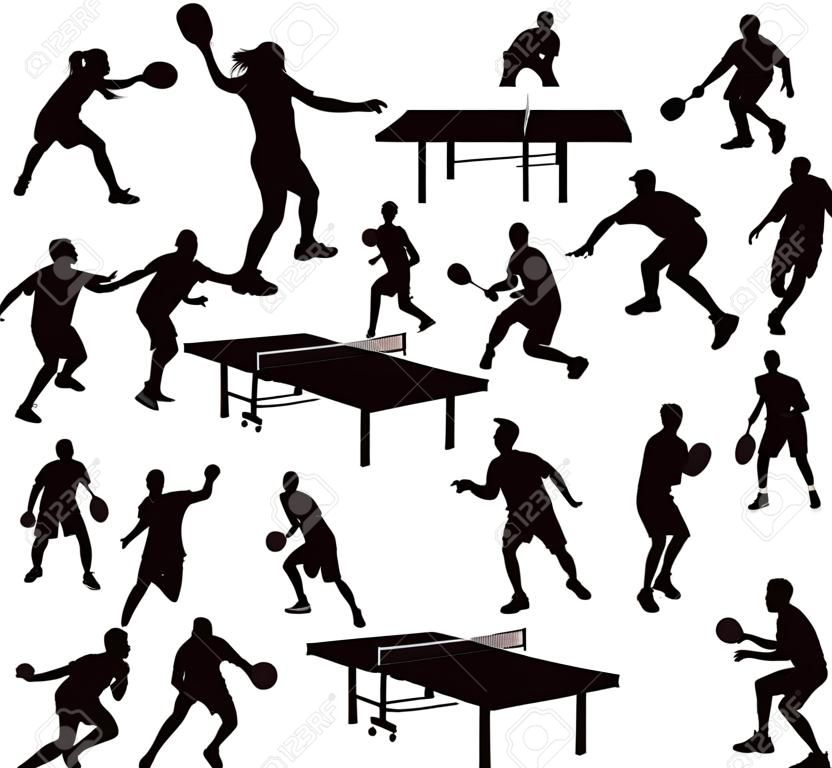 sagome di tennis da tavolo - giocatori in azione