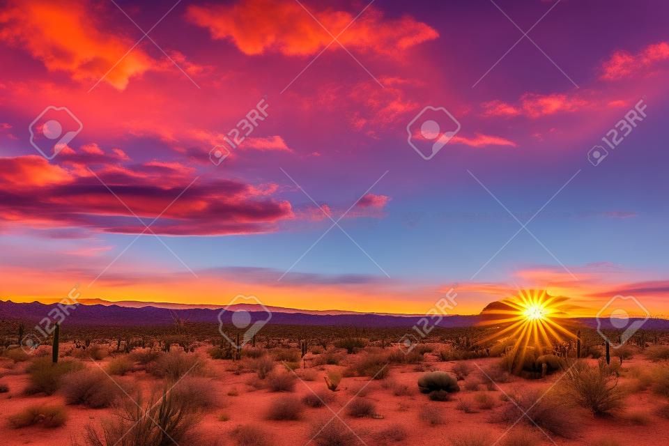 Początek nowego dnia i wszystkie możliwości, jakie ze sobą niesie. na pustyni między Phoenix i Tucson w Arizonie.