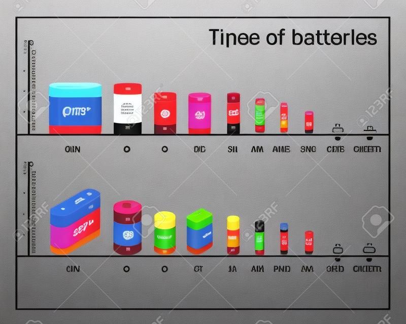 types de régime de batteries de taille et isométriques icônes réelles