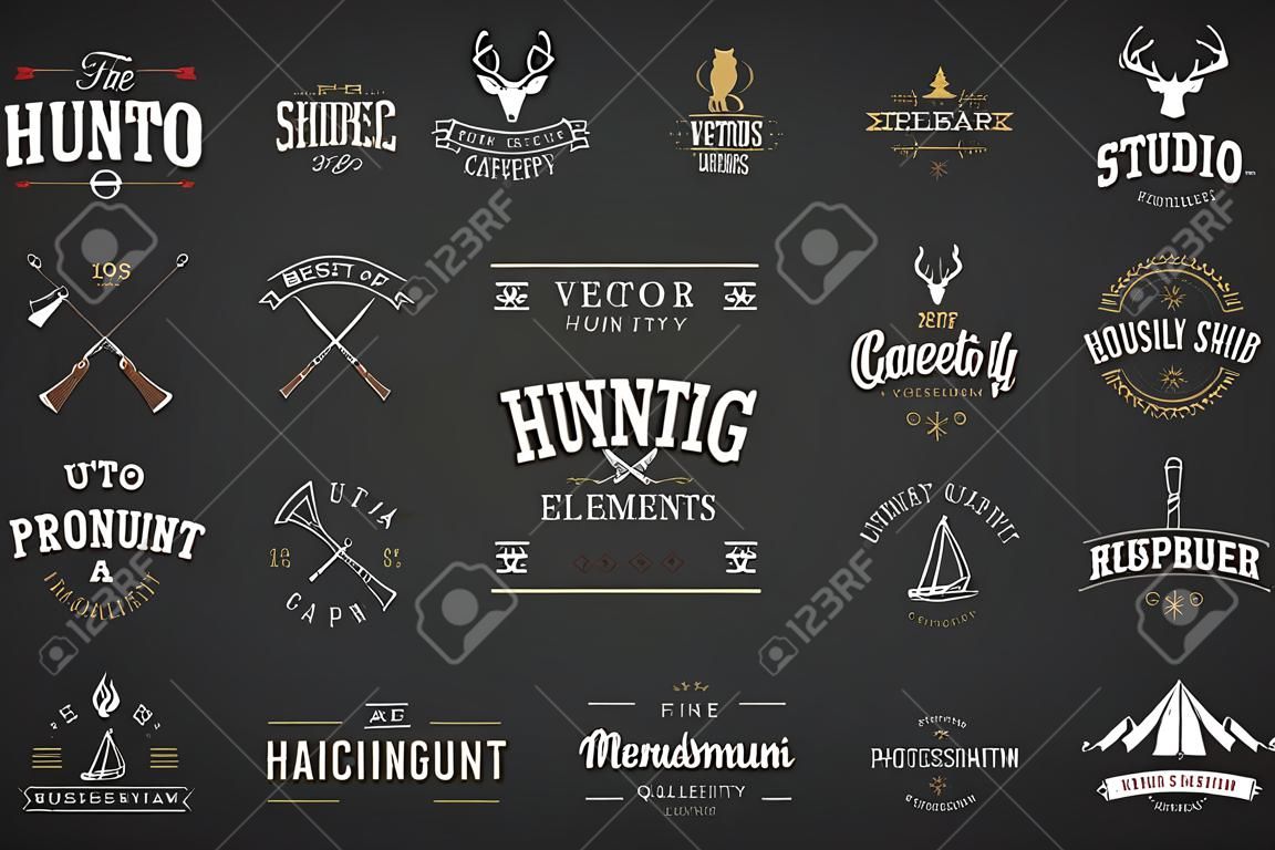 Set van Vector Hunting Camping Sport Elementen Illustratie
