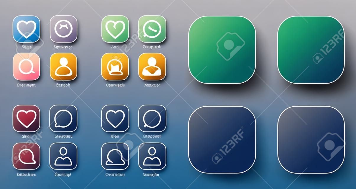 App Icon Template. Vector Gradient Fresh Color Set
