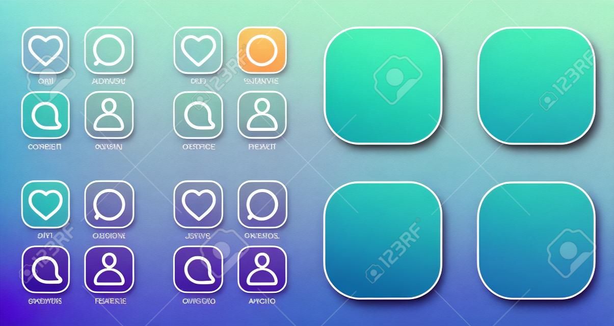 App Icon Template. Vector Gradient Fresh Color Set