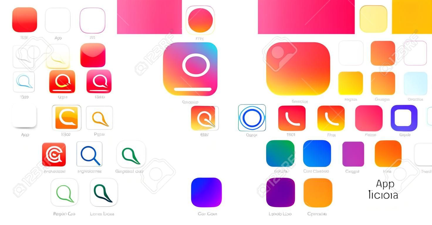App Icon Vorlage. Vektorgradient Frische Farbe Set