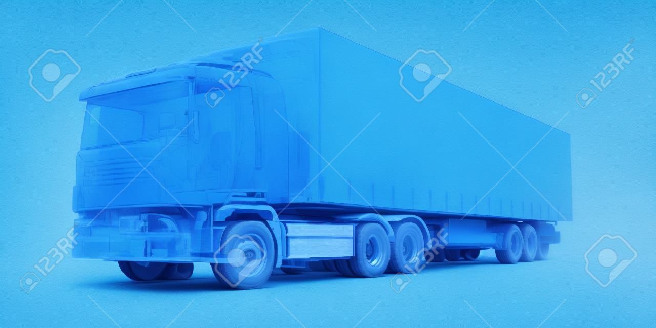 blue x-ray transport truck isolated on white