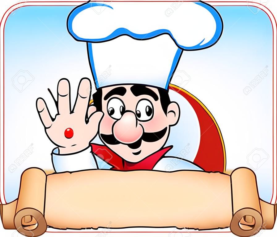 Banner with cartoon chef - color illustration.