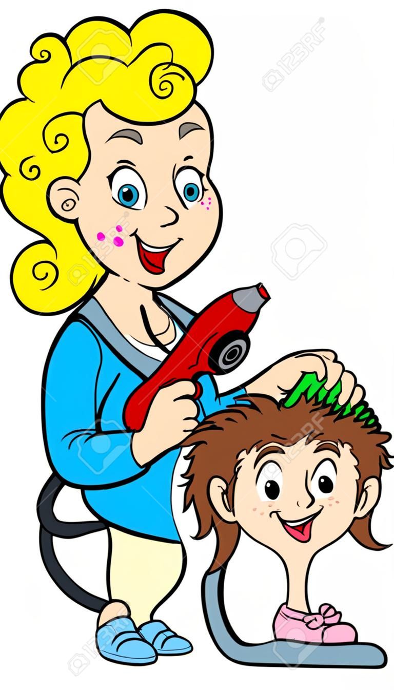 Cartone animato hair stylist - illustrazione vettoriale.