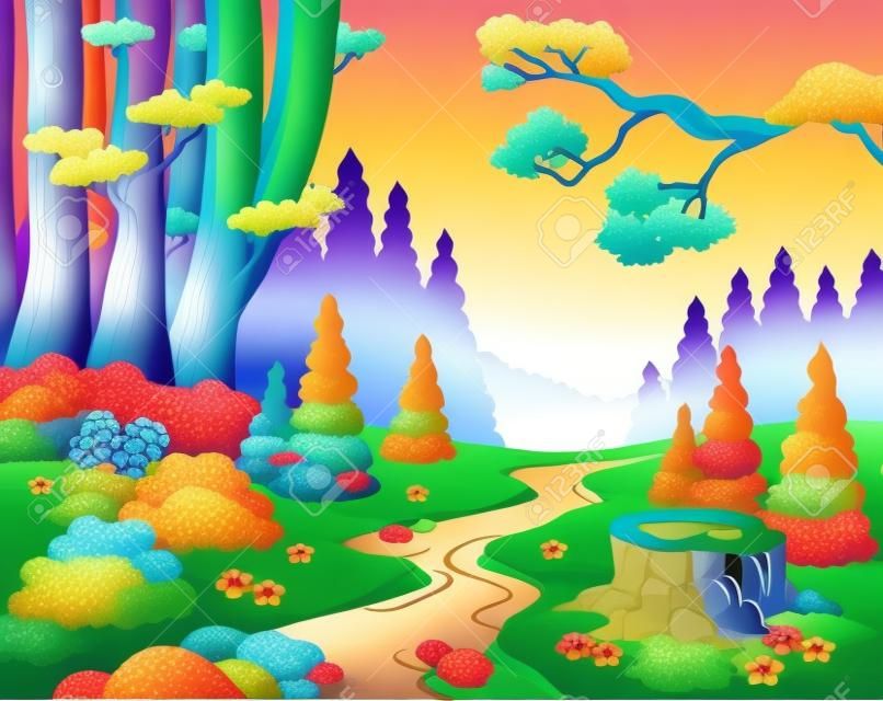 Мультфильм лесной пейзаж