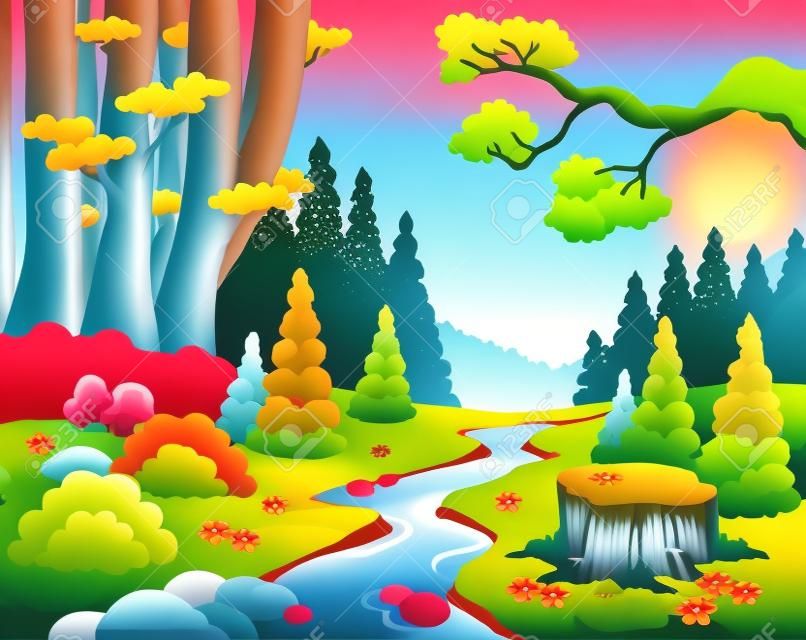 Мультфильм лесной пейзаж