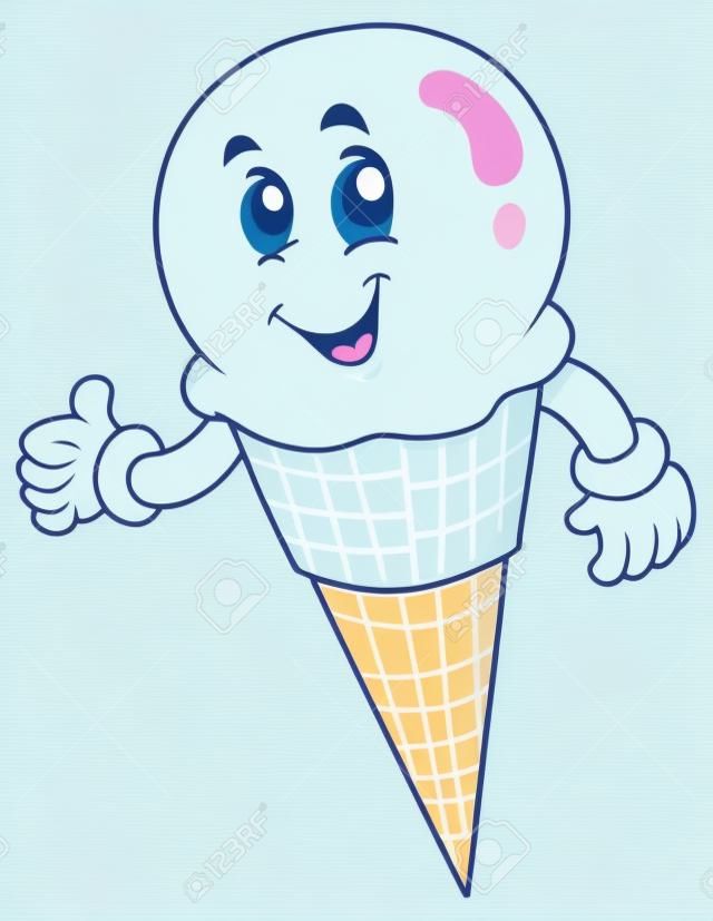 Cute sonriente helado - ilustración vectorial.