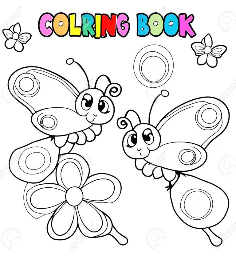 Coloration du livre trois papillons - illustration vectorielle.
