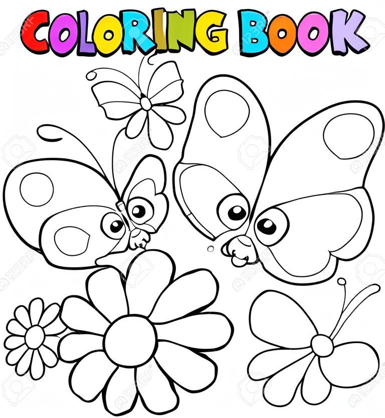 Coloration du livre trois papillons - illustration vectorielle.