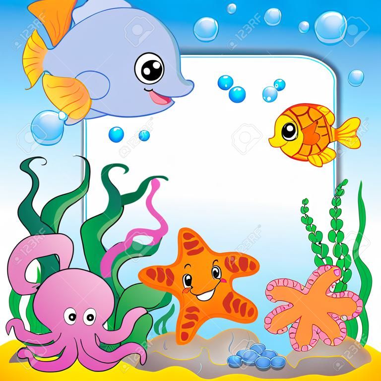 Rahmen mit Unterwasser Tiere 1 - Vektor-Illustration
