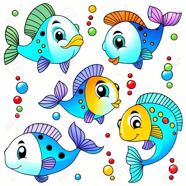 Various cute fishes collection 3 - vector illustration 