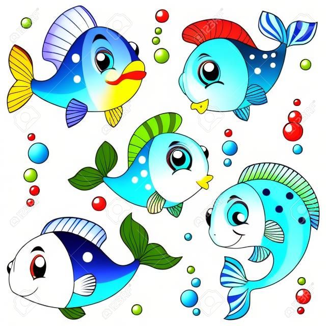 Various cute fishes collection 3 - vector illustration 