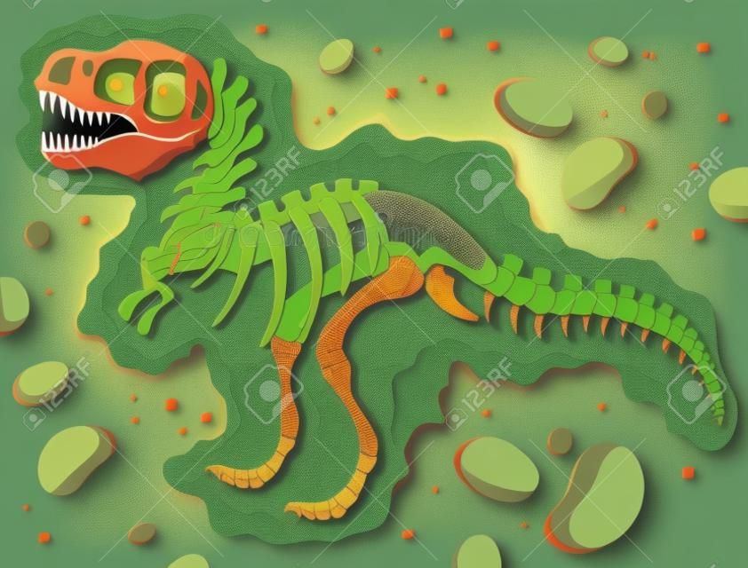 Tyrannosaurus excavation site - vector illustration 