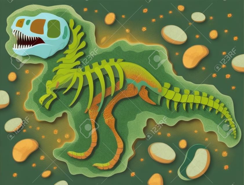 Sítio de escavação de Tyrannosaurus - ilustração vetorial