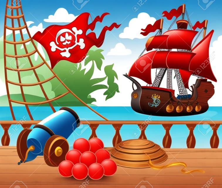 Piratenschiff Deck Thema 4 - Vektor-Illustration