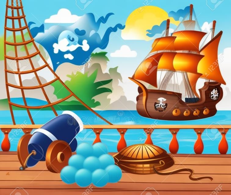 Piratenschiff Deck Thema 4 - Vektor-Illustration