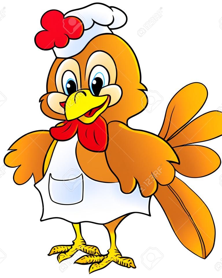 Шеф-повар мультфильм курица - векторные иллюстрации