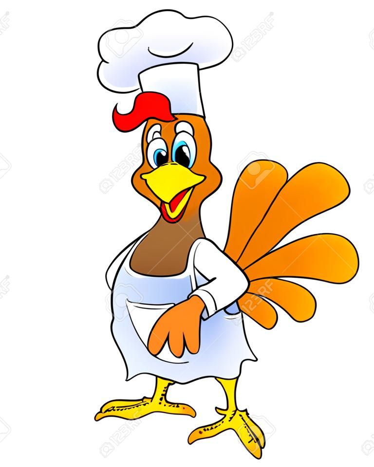 Шеф-повар мультфильм курица - векторные иллюстрации