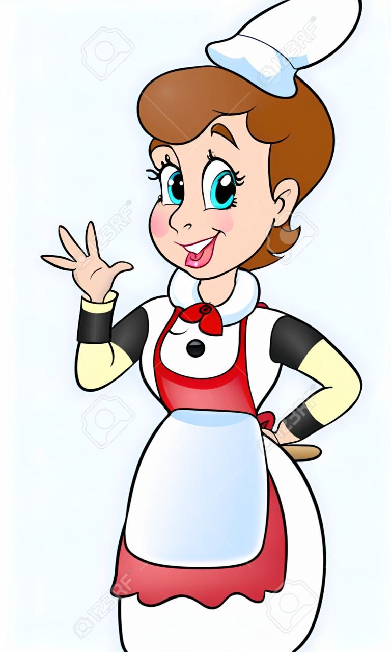Cocinero Mujer imagen Tema 1 - ilustración vectorial