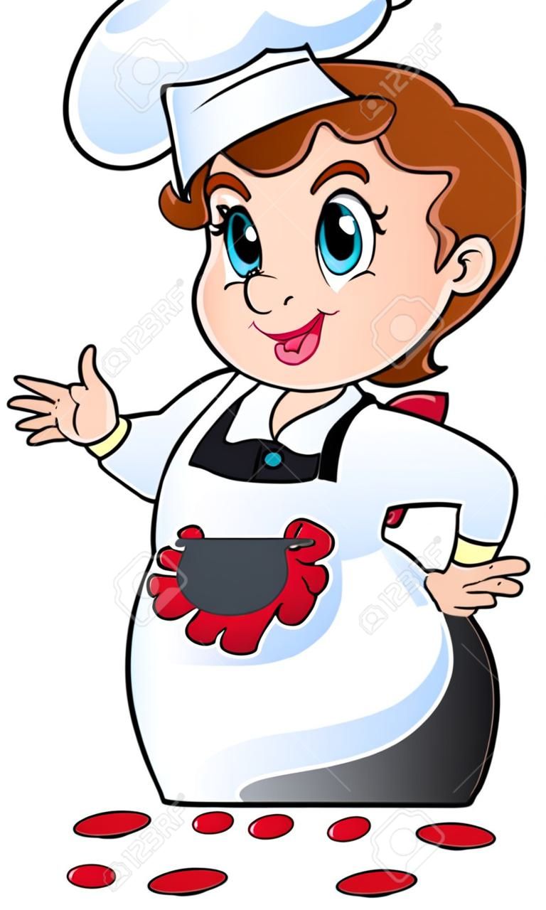Cocinero Mujer imagen Tema 1 - ilustración vectorial