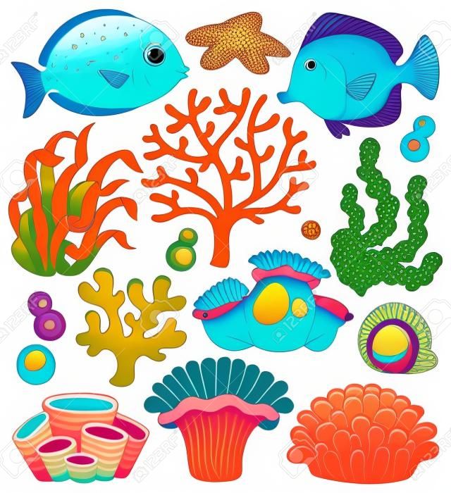 Barriera corallina raccolta Tema 1 - illustrazione vettoriale