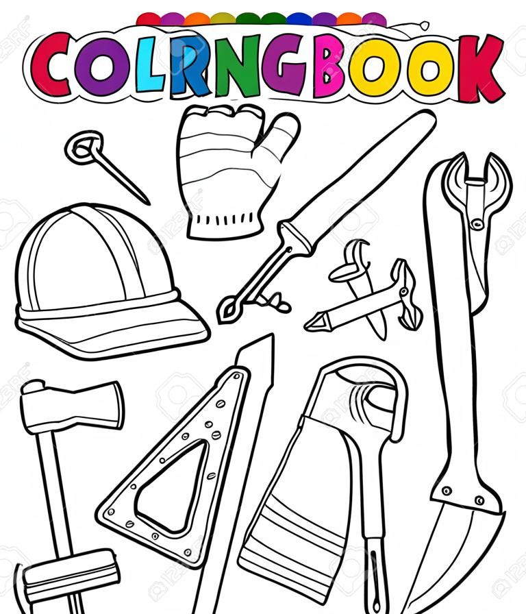 Coloring book tools theme illustration 