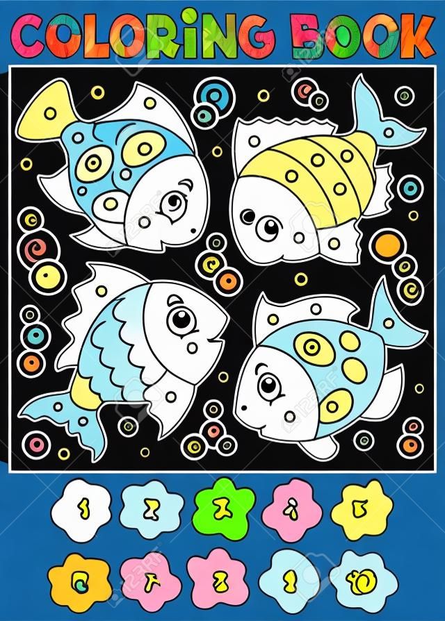 Coloring book with fish theme 3 - eps10 vector illustration.