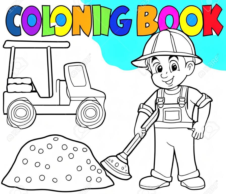 libro para colorear de construcción trabajador 2 - ilustración vectorial.