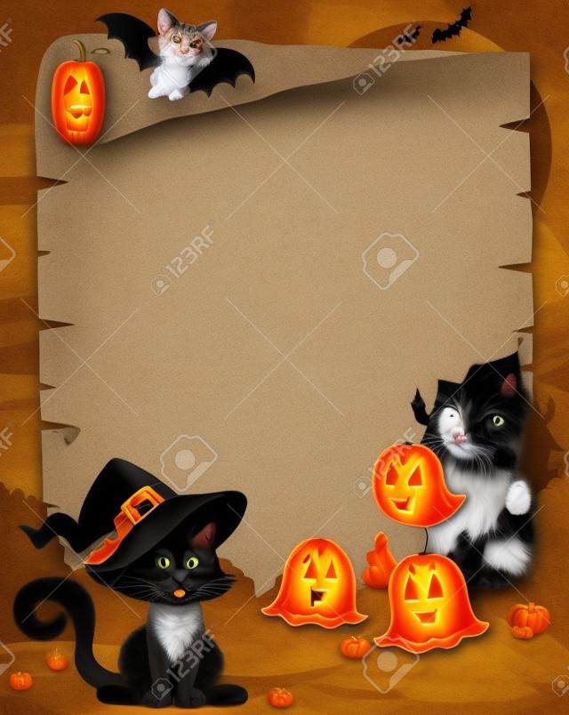 Pergamena con il gatto di Halloween