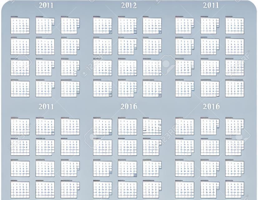 Multi year calendar 2011 2012 2013 2014 2015 2016
