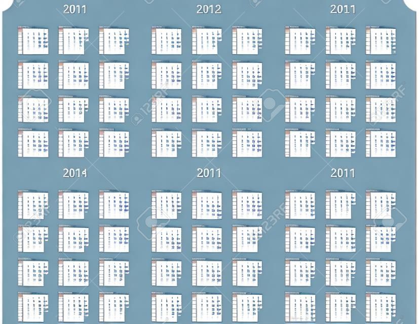 Multi year calendar 2011 2012 2013 2014 2015 2016
