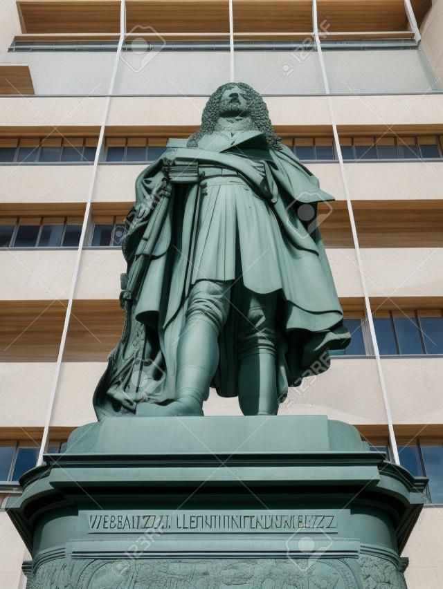 The Leibniz Denkmal monument to German philosopher Gottfried Wilhelm Leibniz stands in the campus of Leipzig University