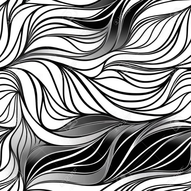 Seamless vector fabric pattern with lines. Abstract monochrome wave nature eco background.