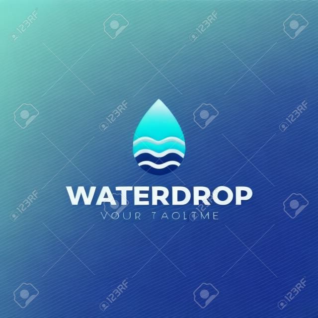 Simple Abstract Water Drop with Wave Logo Design Template