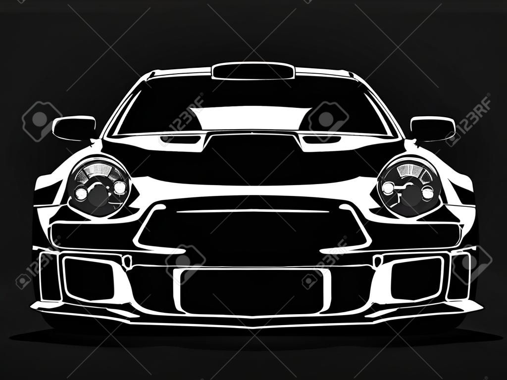 silueta de ilustración de vector de coche fresco aislado en fondo negro plano