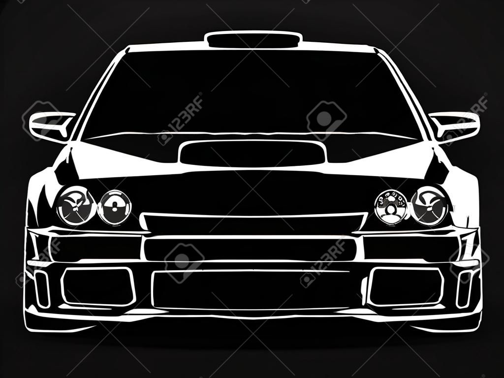 silhueta de ilustração de vetor de carro legal isolada em fundo preto plano