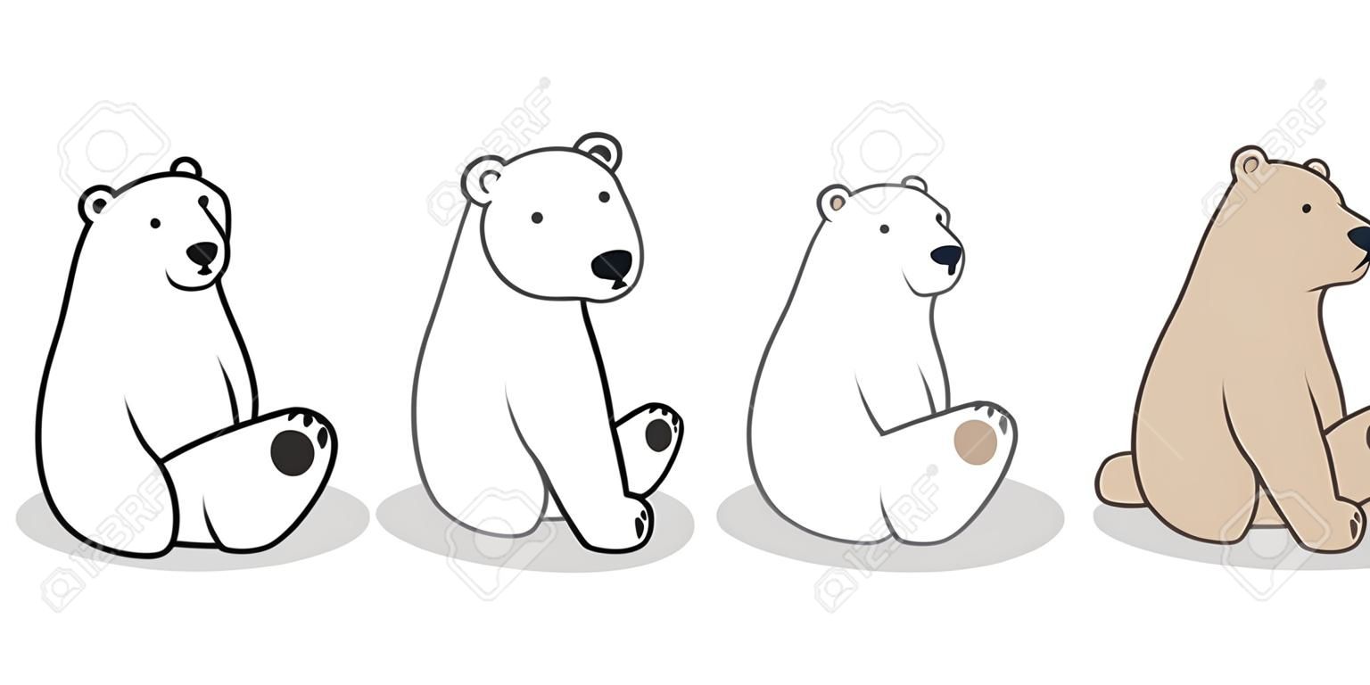 Vecteur d'ours Icône du logo ours polaire assis illustration personnage cartoon
