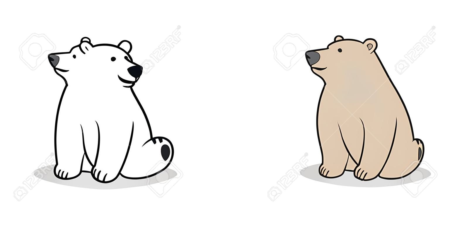 Vecteur d'ours Icône du logo ours polaire assis illustration personnage cartoon