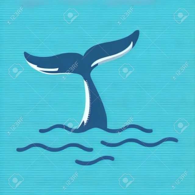 Haifischschwanz Vektor Logo Symbol Delphin Wal Ozean Meer Cartoon Charakter Symbol Illustration Gekritzel