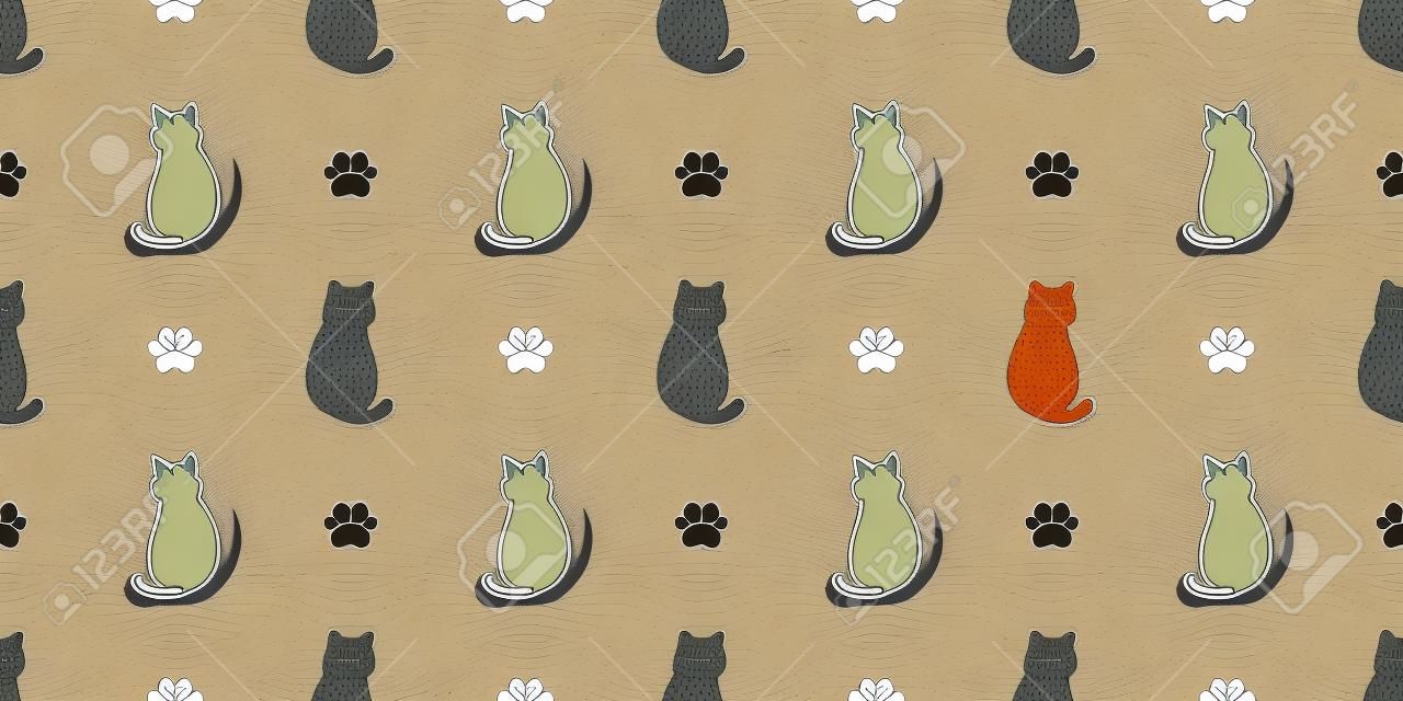 猫シームレスパターンベクトル足子猫カリコ漫画スカーフ孤立ハロウィーンタイルの背景繰り返し壁紙イラスト落書き