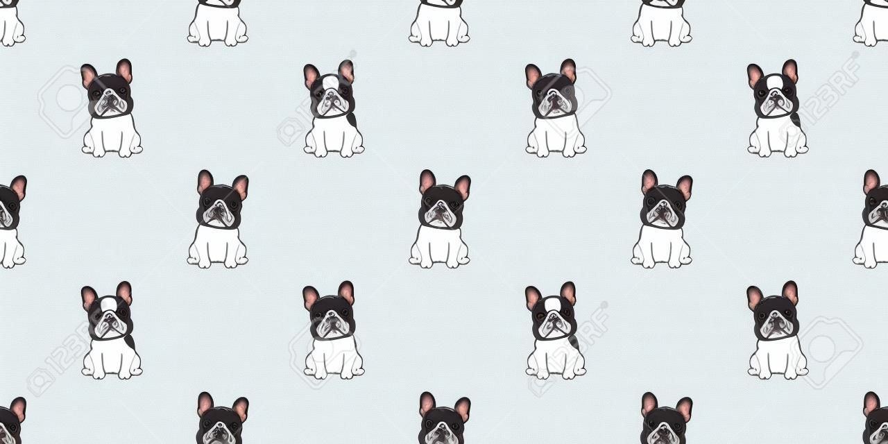 cão sem emenda padrão vector francês bulldog sentado cão raça pata cartoon lenço isolado azulejo fundo repetição papel de parede ilustração