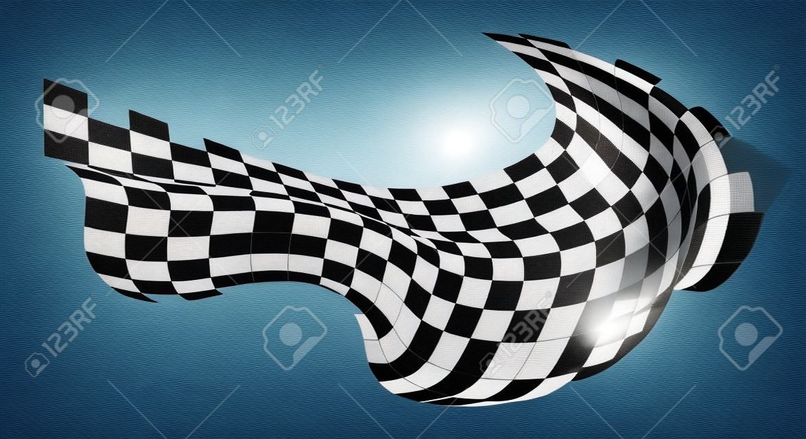 Flaga w szachownicę. sygnalizacja na torze wyścigowym. tekstura tkaniny z kostkami, tło do prezentacji i stron startowych