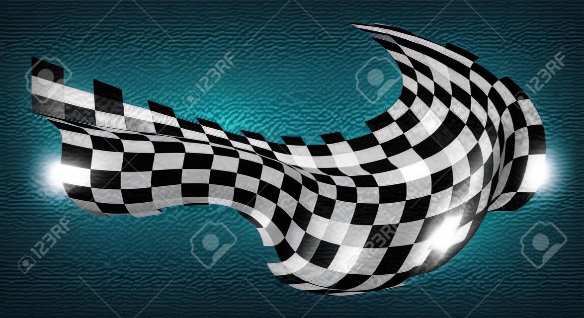 checkered flag. Signaling on the racetrack. fabric texture with cubes, background for presentations and start pages