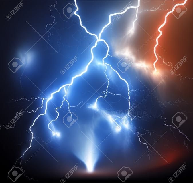Vector bright lightning on a dark colored background.