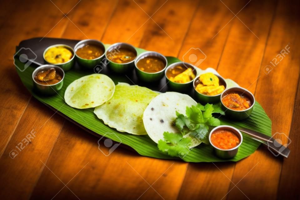 バナナの葉は、伝統的な南インド料理のお食事